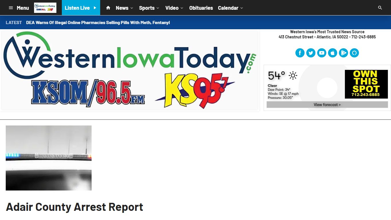 Adair County Arrest Report | Western Iowa Today 96.5 KSOM KS 95.7 ...